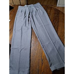 New 34x34 Bocaccio Grey Pleated Front Leg Cuffed Hem Suit Dress Tuxedo Pants NWT